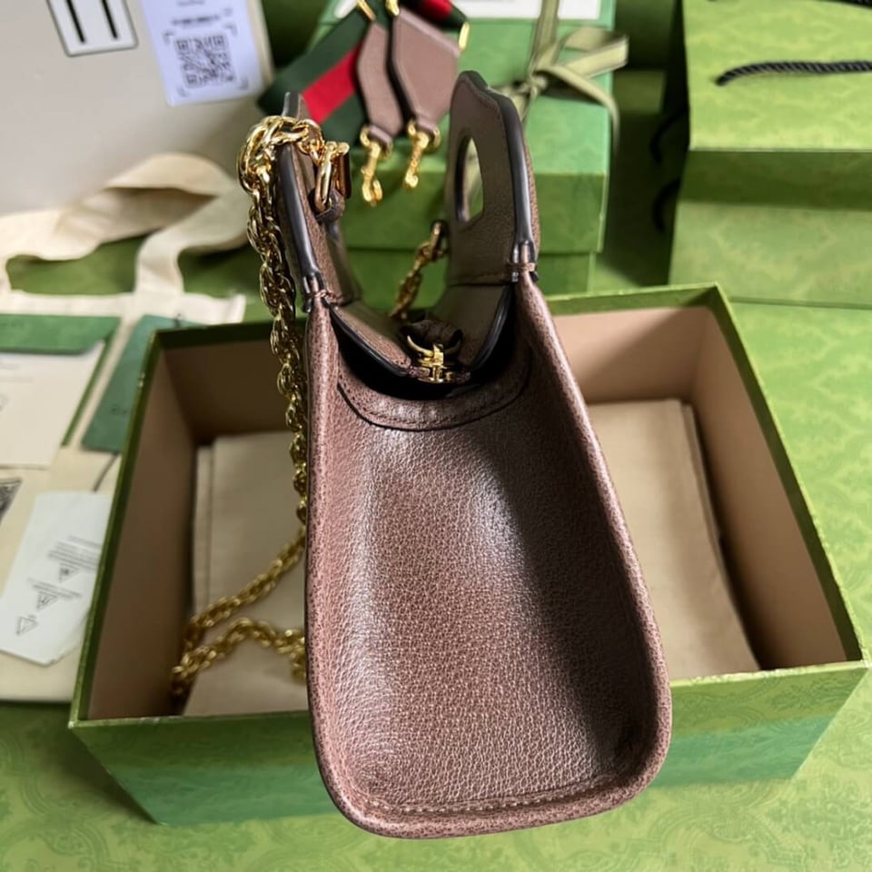 Gucci Ophidia Small Tote With Web Brown view 8