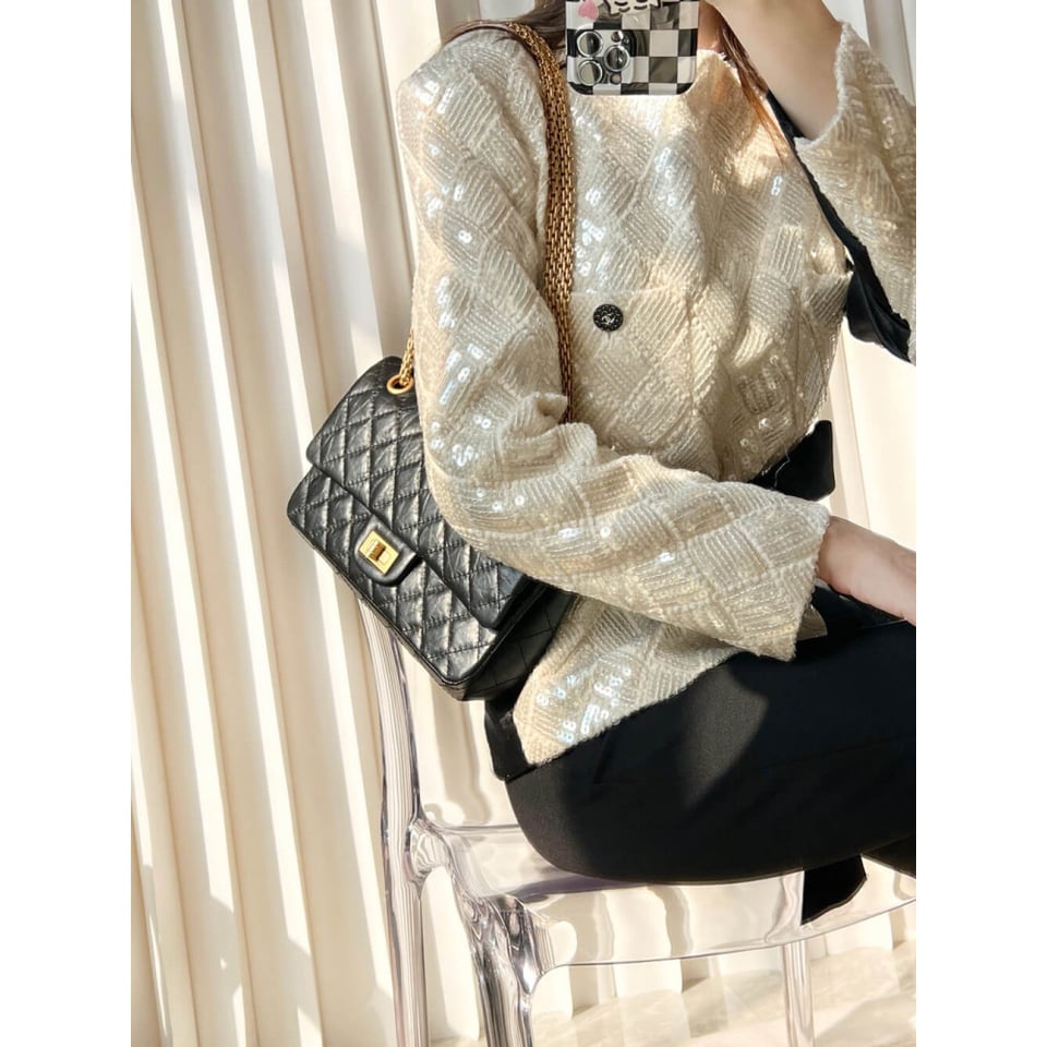 Chanel 2.55 Reissue 227 Aged Calf Black Flap Bag 28cm view 4
