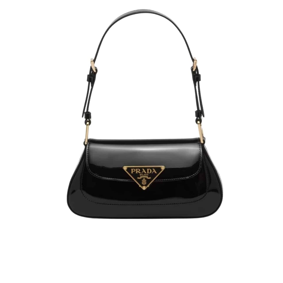Prada Patent Leather Shoulder Bag In Cherry Black 25Cm view 2