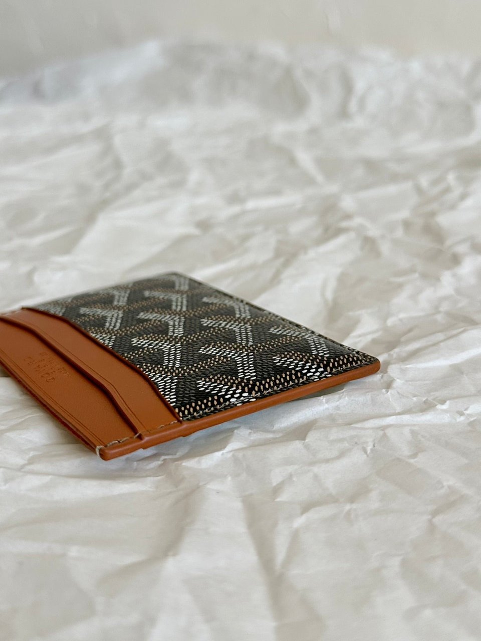 Goyard Saint-Sulpice Card Wallet 10 Cm Black Goyardine Canvas And Tan Calfskin view 7
