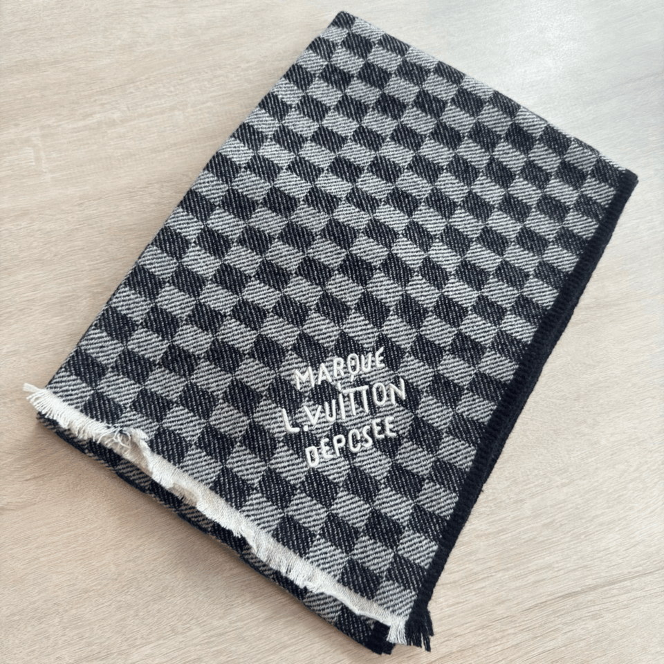 Louis Vuitton Damier Checkered Scarf Black For Women 190cm view 7