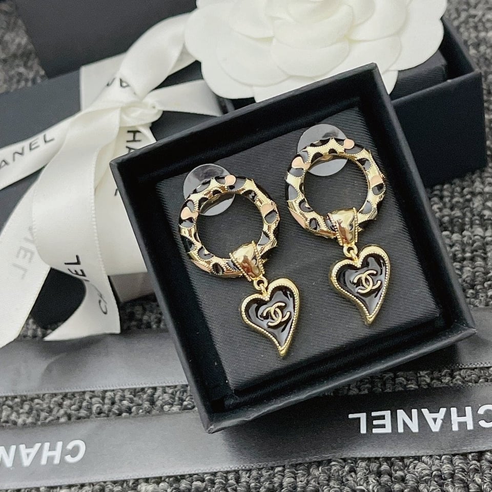 Chanel Classic Love Double C Logo Leopard Round Earrings view 6