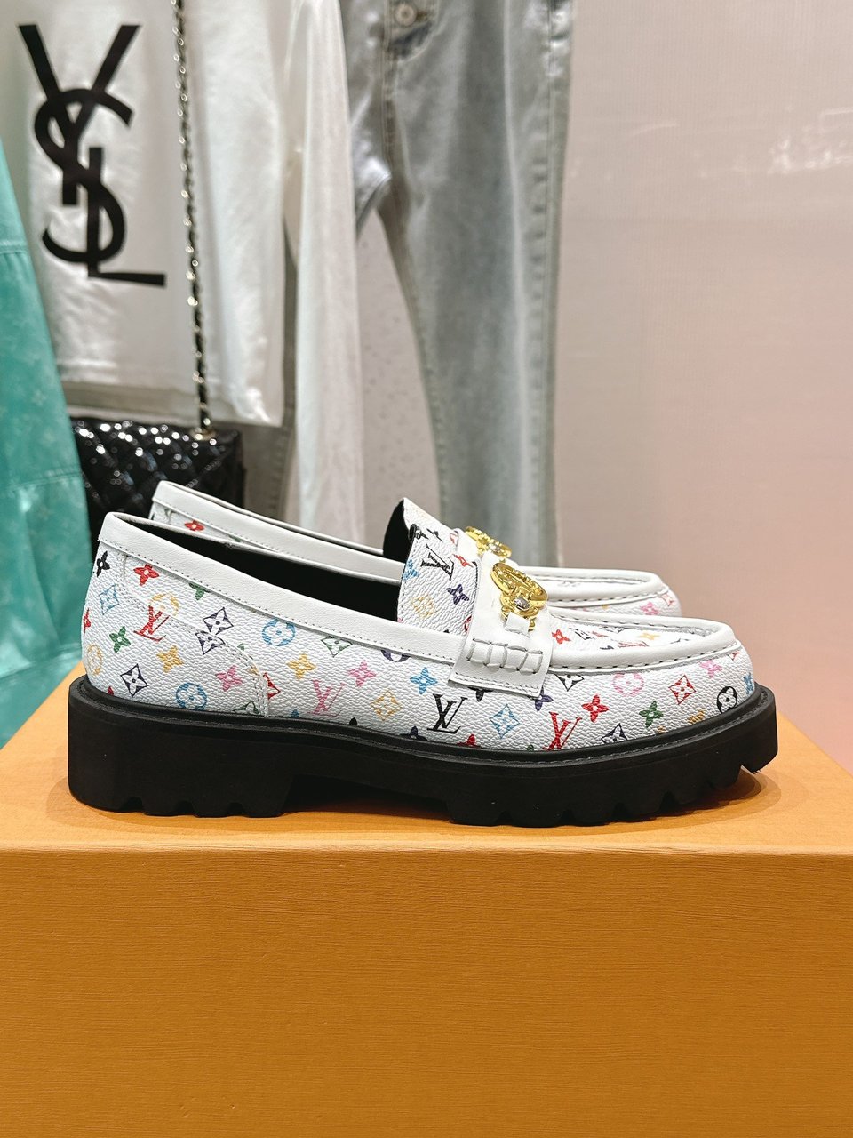 Louis Vuitton LV Monogram Multicolor White Loafers – Women’s Shoes view 5