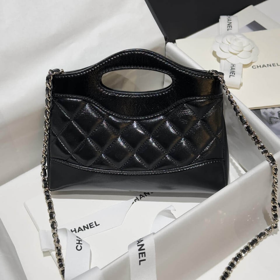 Chanel 31 Mini Shopping Bag Chain Clutch Shiny Lambskin view 8