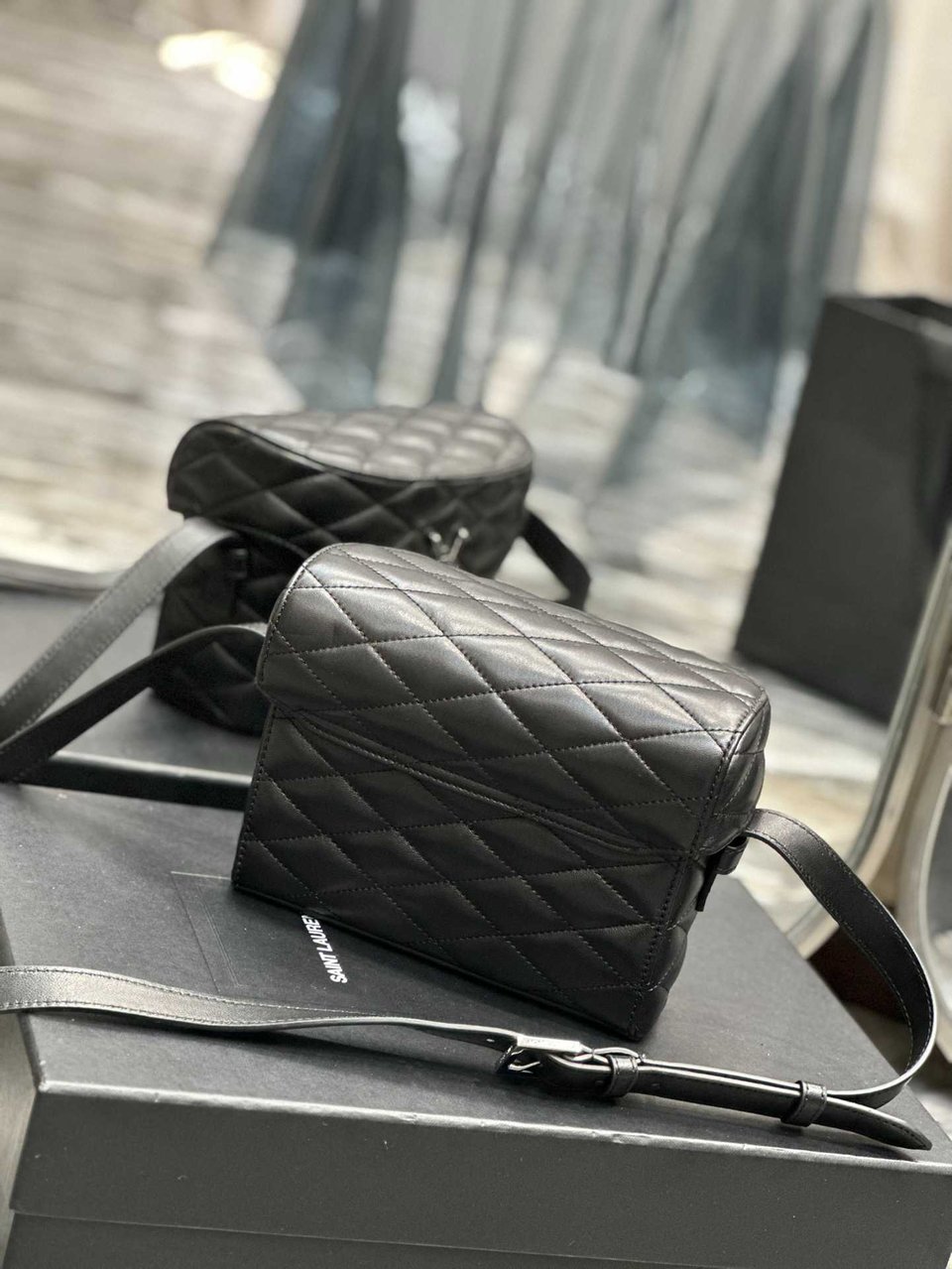Saint Laurent June Box Bag In Quilted Black view 6