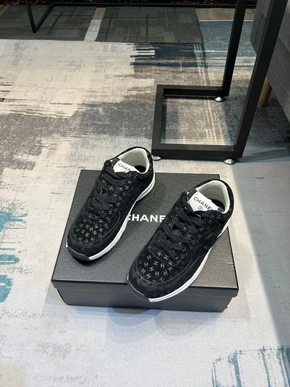 Chanel Cc Embossed Logo Suede Black view 5