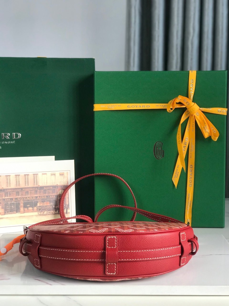 Goyard Hirondelle Bag 25 Cm Classic Red Lambskin And Goyardine Canvas view 10