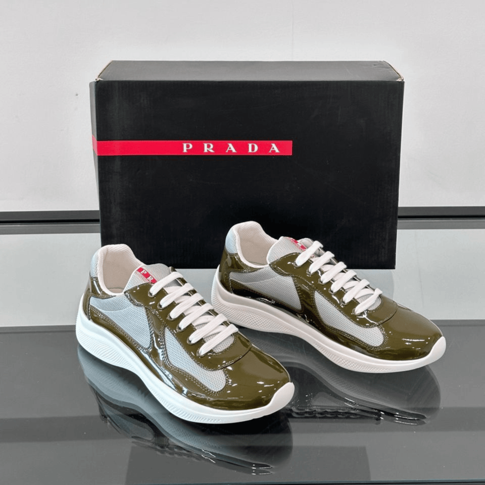 Prada Patent Leather And Technical Fabric Cup Sneakers view 7
