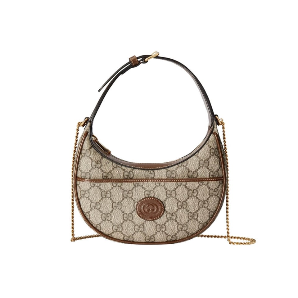 Gucci Half-Moon-Shaped Mini Bag with Interlocking G Brown view 2