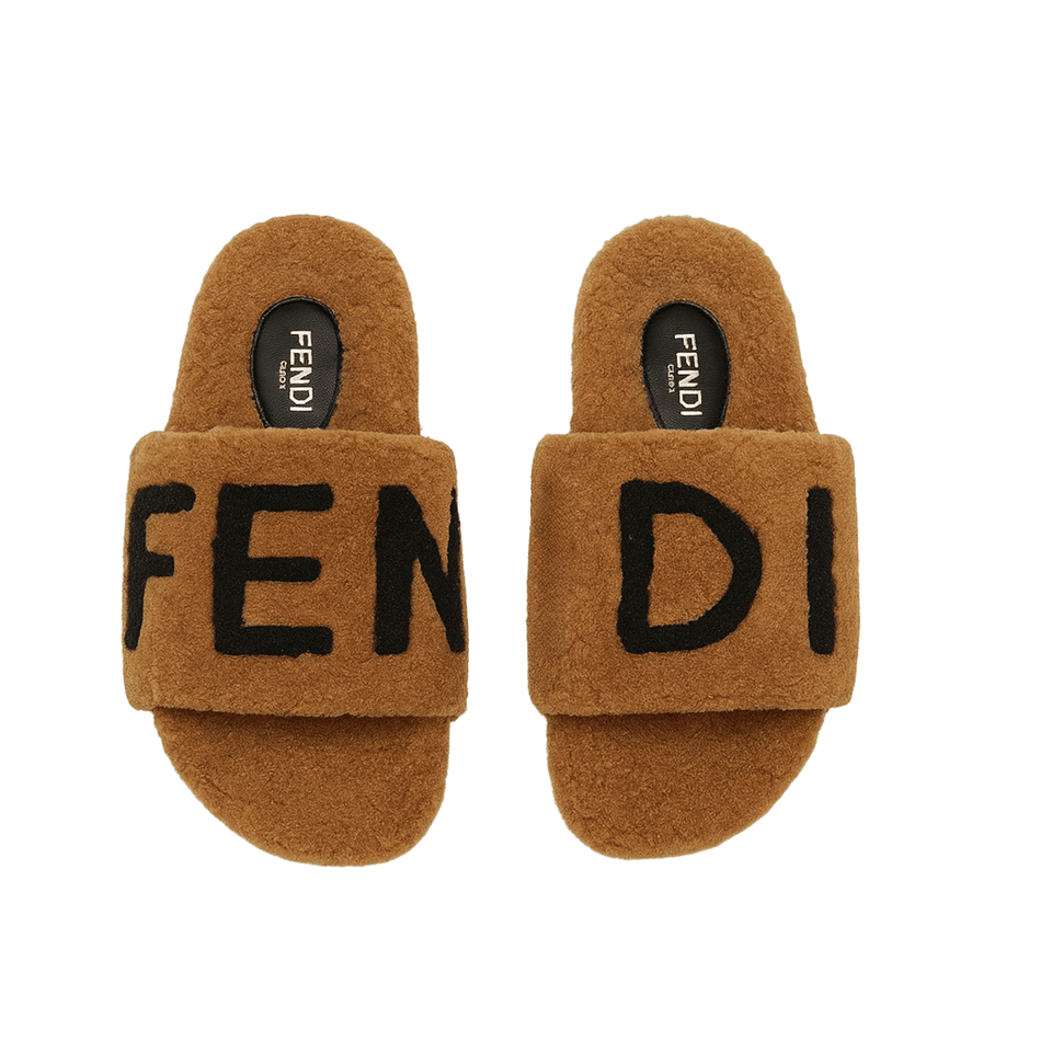Fendi Fleece Slippers Brown view 2