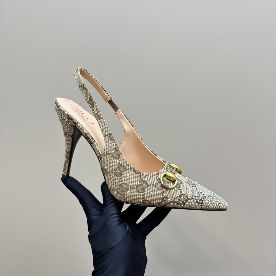 Gucci Women’S Horsebit Pump Gg Canvas Beige And Dark Brown view 8