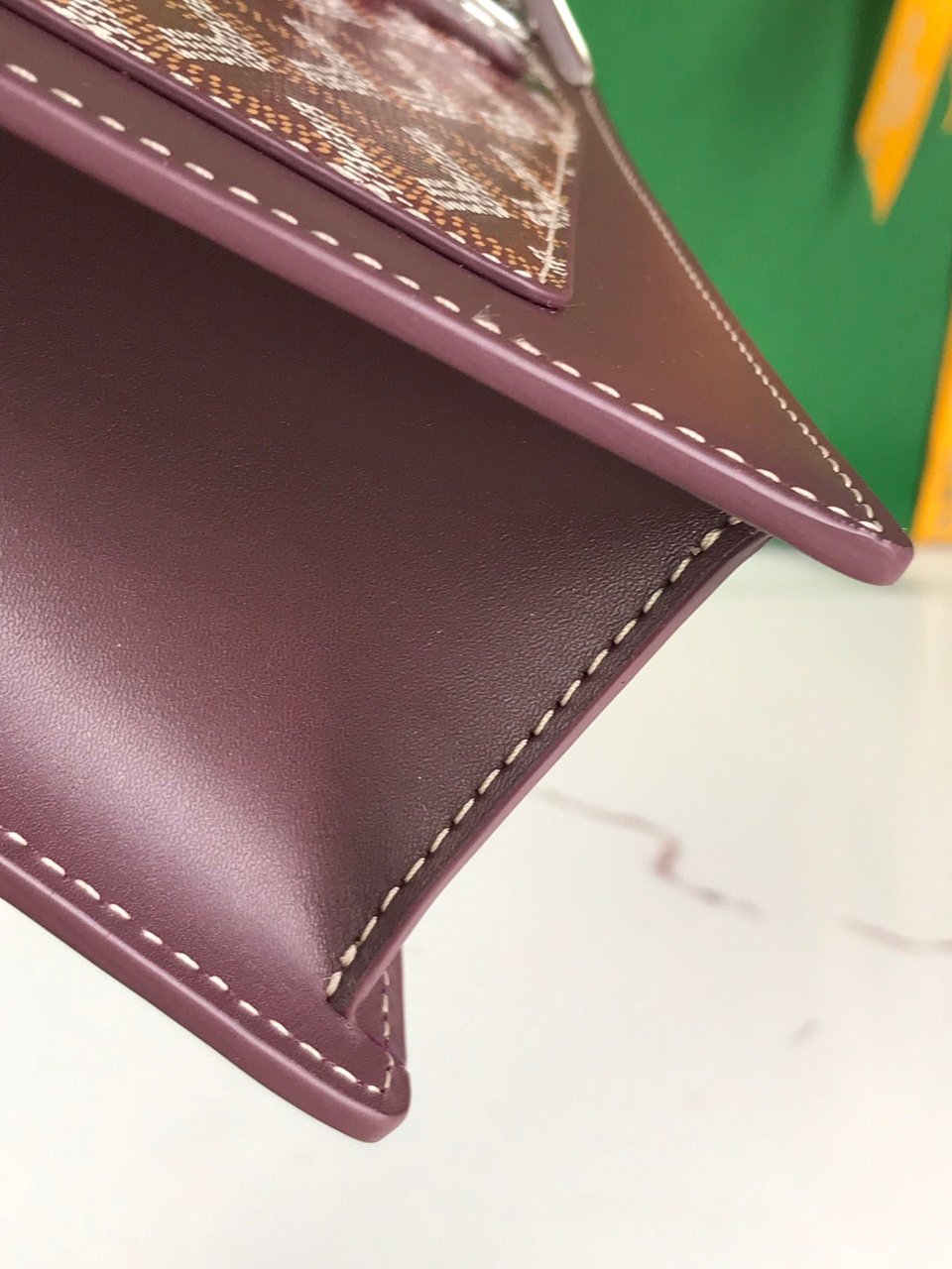 Goyard Duchesse Marie-Caroline Bag 25cm Wine Red Goyardine Canvas And Smooth Calfskin view 7