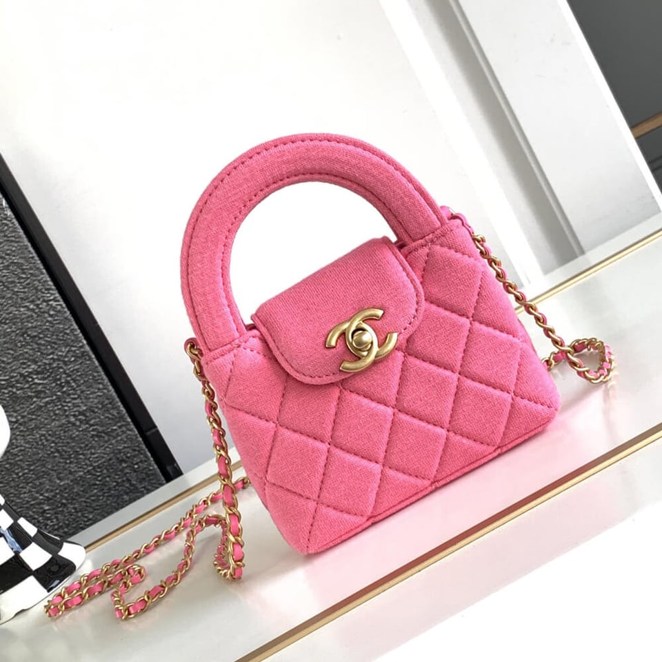 Chanel Jersey Quilted Nano Kelly Shopper Pink Bag 13cm view 4