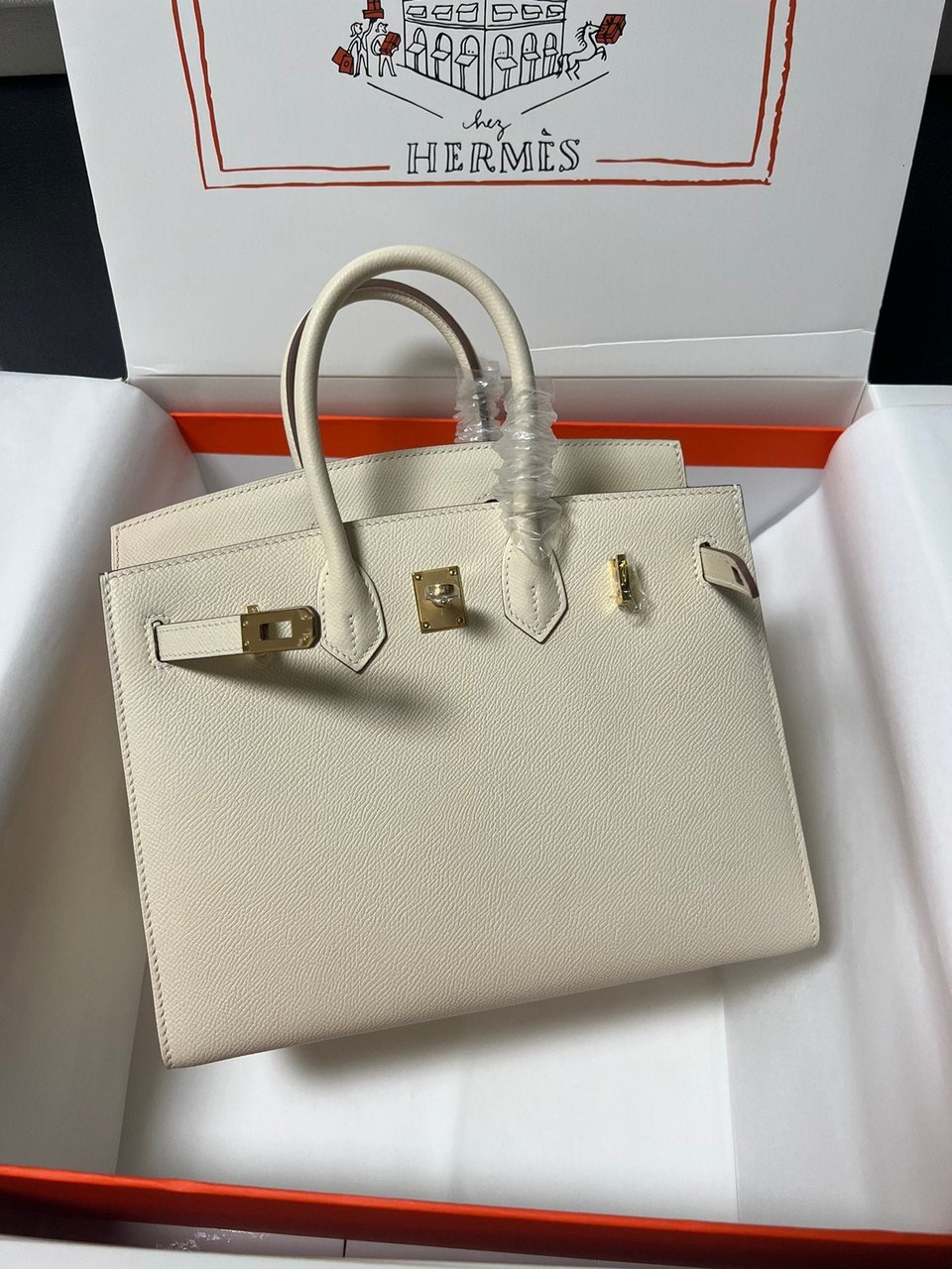Hermes Birkin Sellier Cream Epsom Leather Gold Hardware view 3