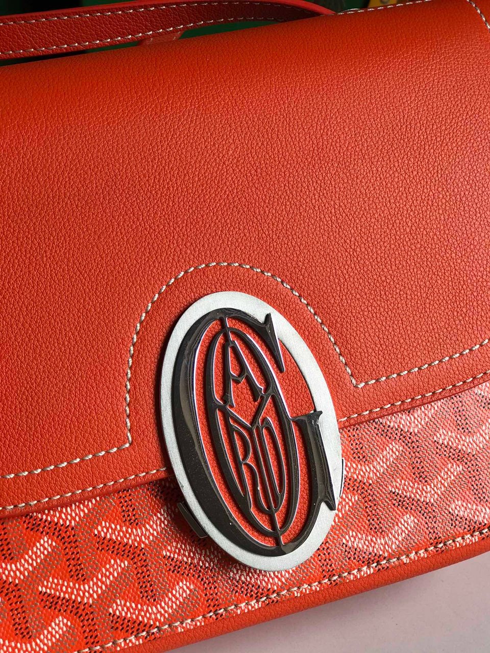 Goyard 233 Bag 25 Cm Orange Calfskin And Goyardine Canvas 25cm view 4