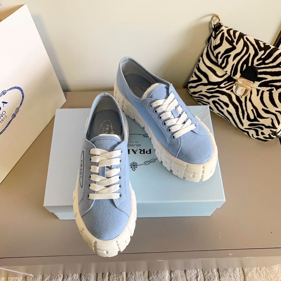 Prada Double Wheel Nylon Gabardine Sneaker Light Blue 1E260M3Lfxf0591F050 view 10