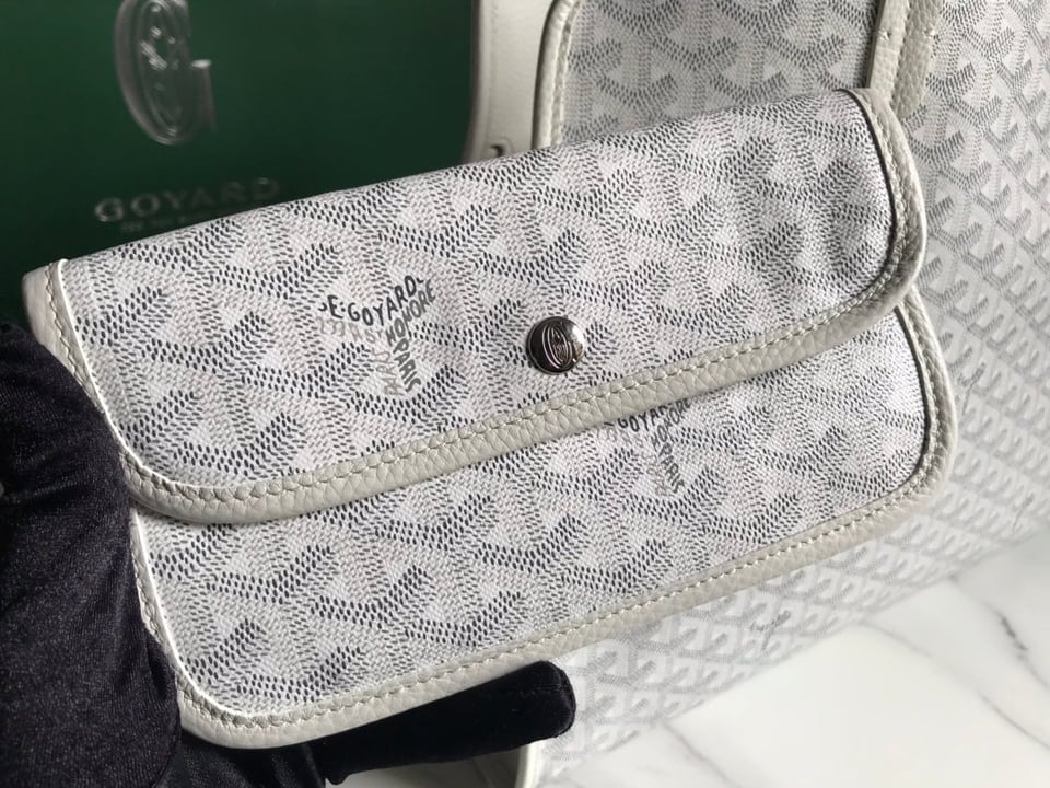 Goyard Hardy Pm Bag 40 Cm White Goyardine Canvas And Taurillon Leather Trim view 6