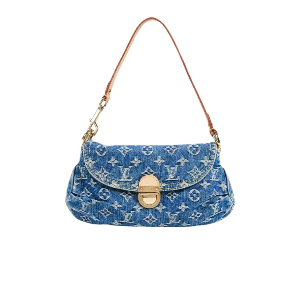 Louis Vuitton Pleaty Handbag Monogram Denim Blue 26Cm M95050 view 2