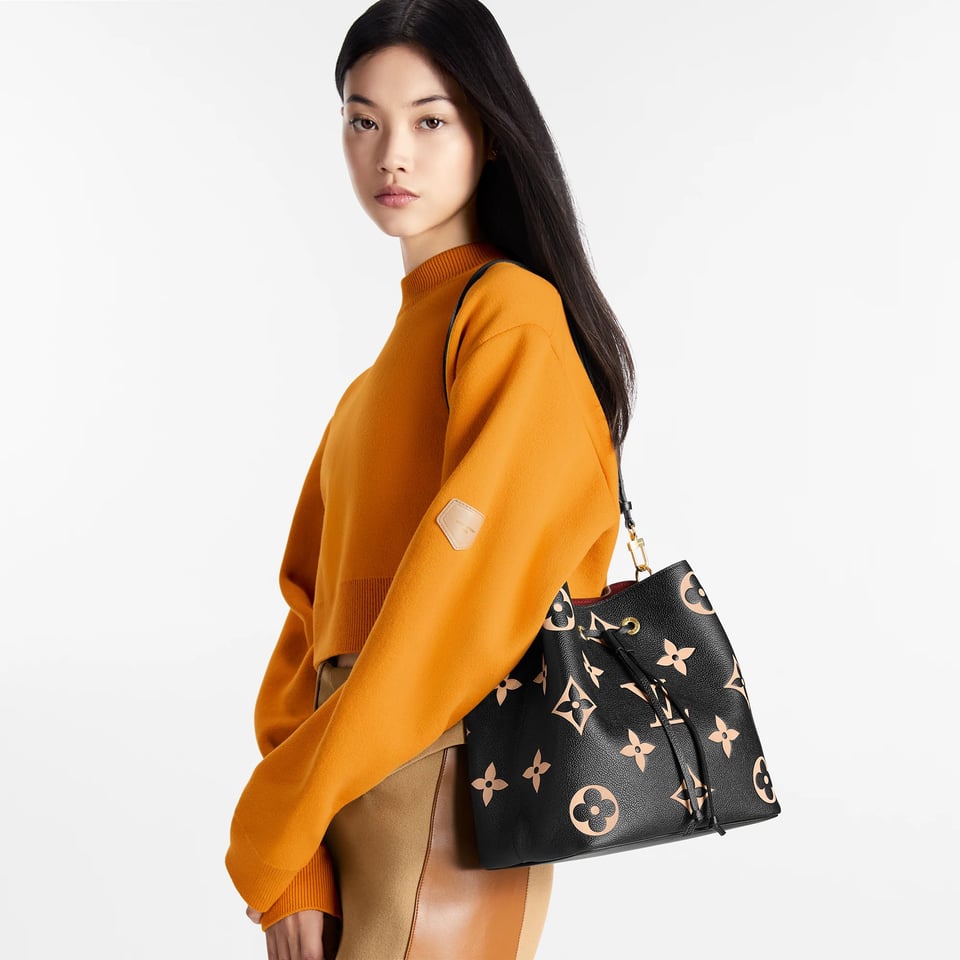 Louis Vuitton Néonoé Mm Bicolor Monogram Empreinte Leather – Women – Handbags Black 26cm/ 10.2in view 4