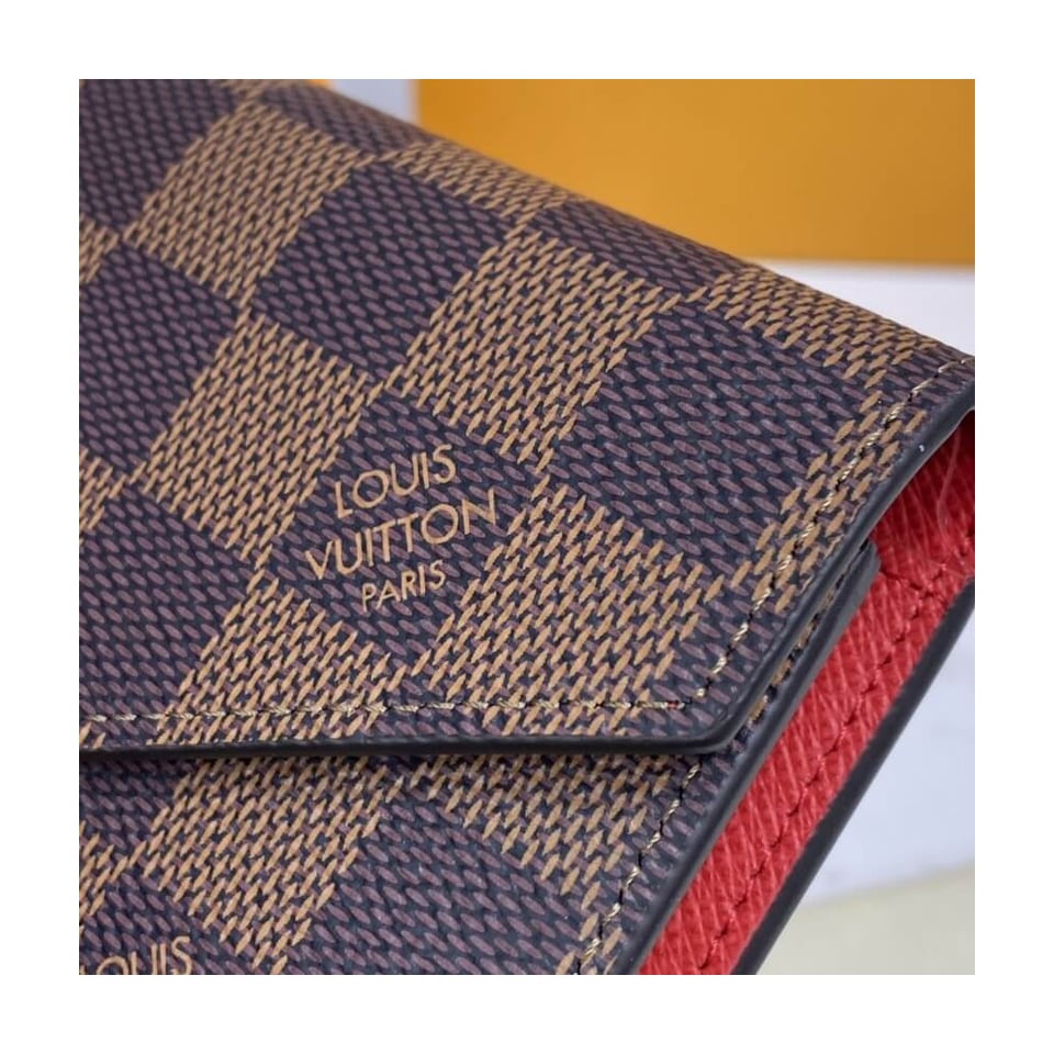 Louis Vuitton Damier Ebene Victorine Wallet Red view 6