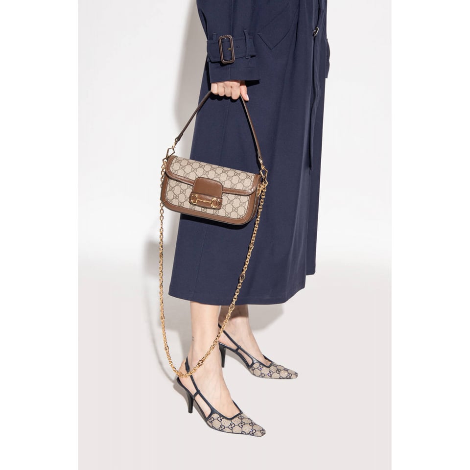 Gucci Horsebit 1955 GG Supreme Canvas Should Bag Brown view 5