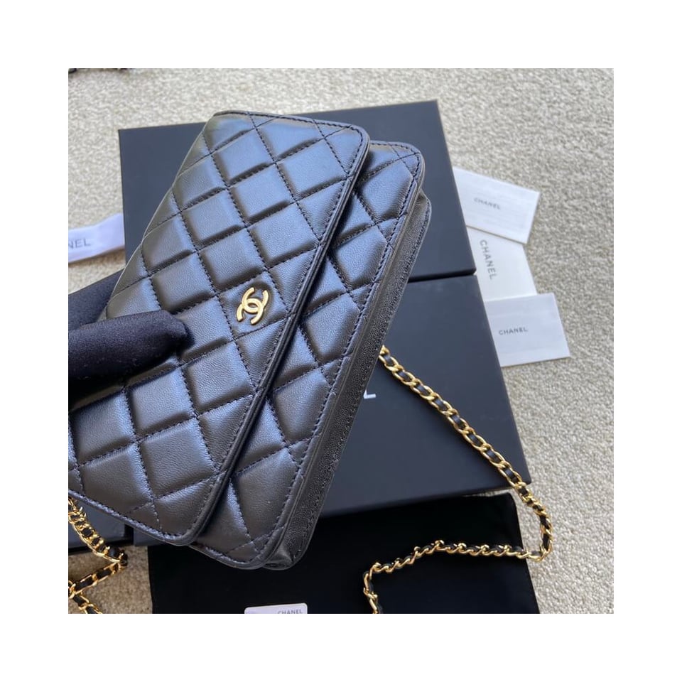 Chanel Lamb Wallet On Chain Woc Black 19cm view 7