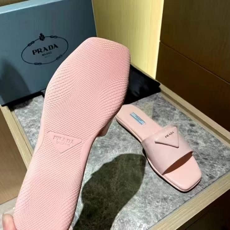 Prada Brushed Leather Slide In Pink view 8