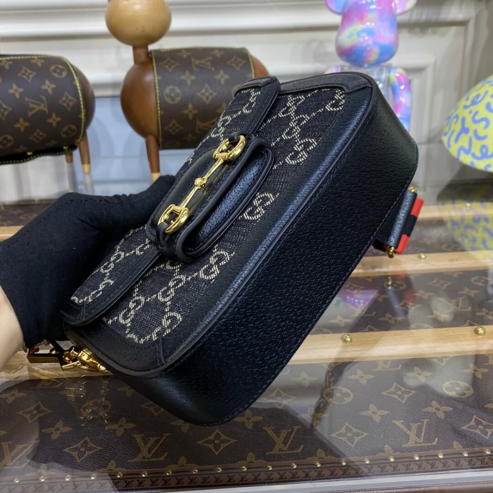 Gucci Horsebit 1955 Denim Mini Bag Black view 5
