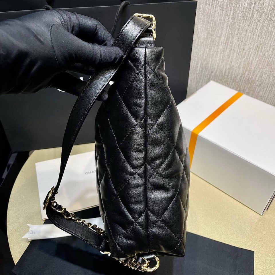 Chanel Hobo Bag in Black Lambskin view 11