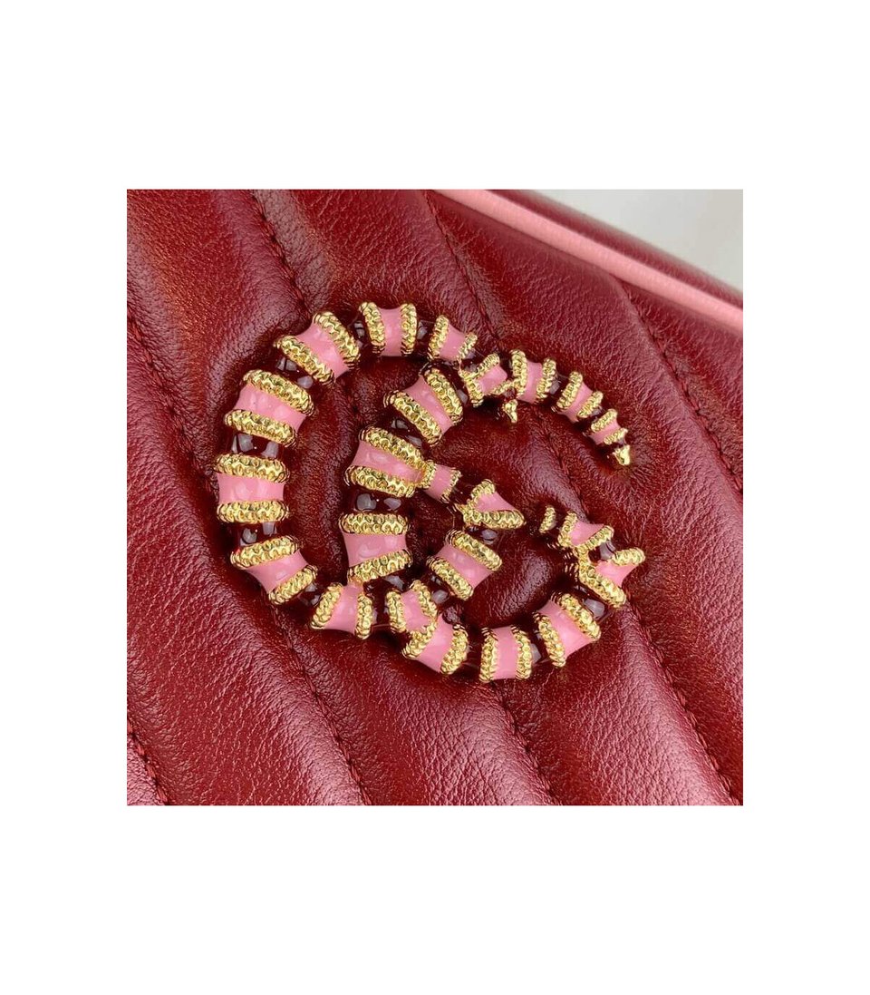 Gucci GG Marmont Small Shoulder Bag Red and Emerald Leather view 8
