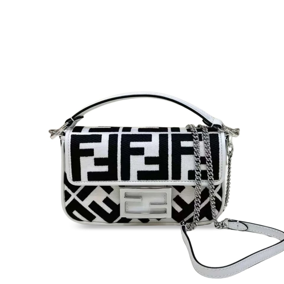 Fendi Baguette By Marc Jacobs In Black And White 19cm/ 7.5in view 2