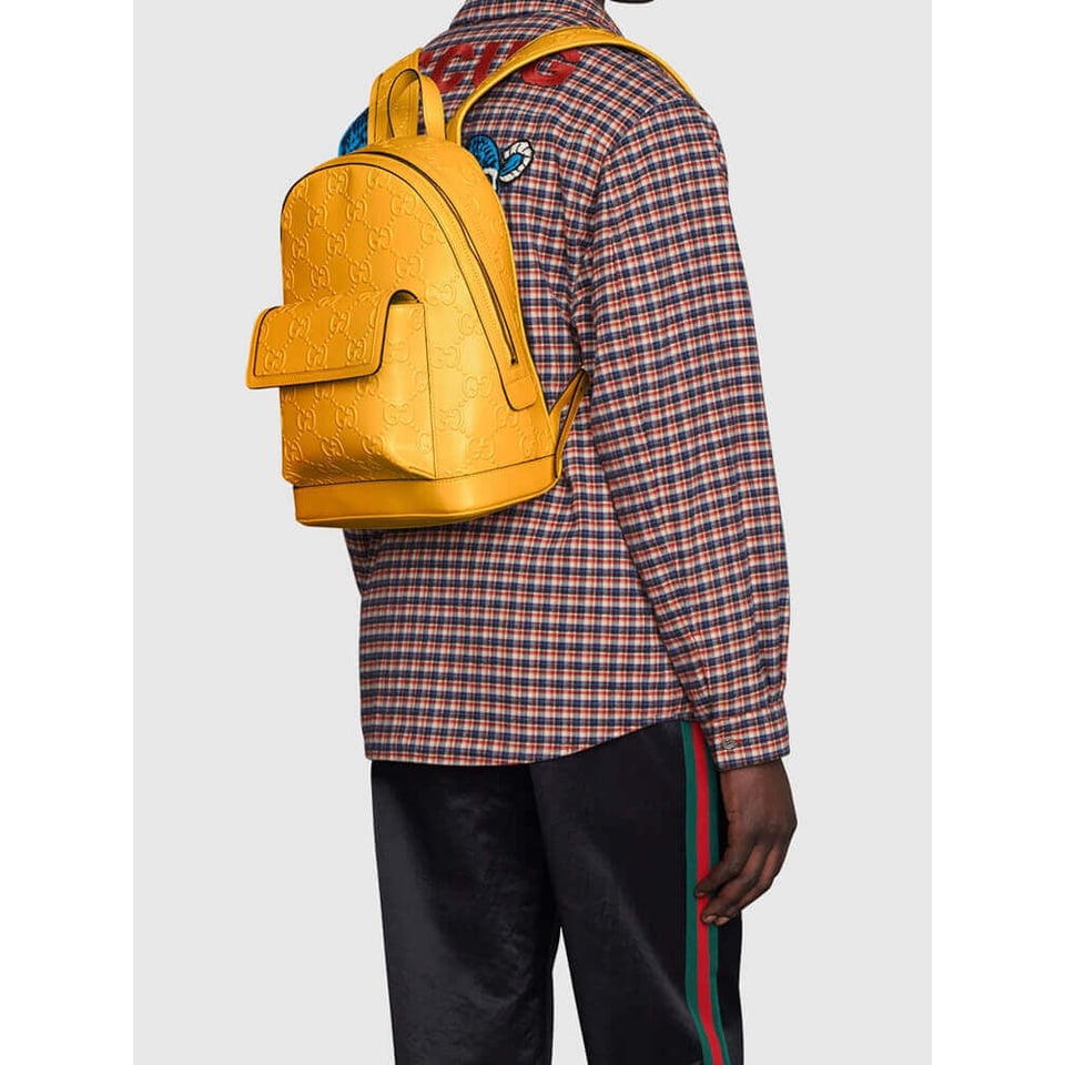 Gucci GG Embossed Backpack in Yellow Leather view 3