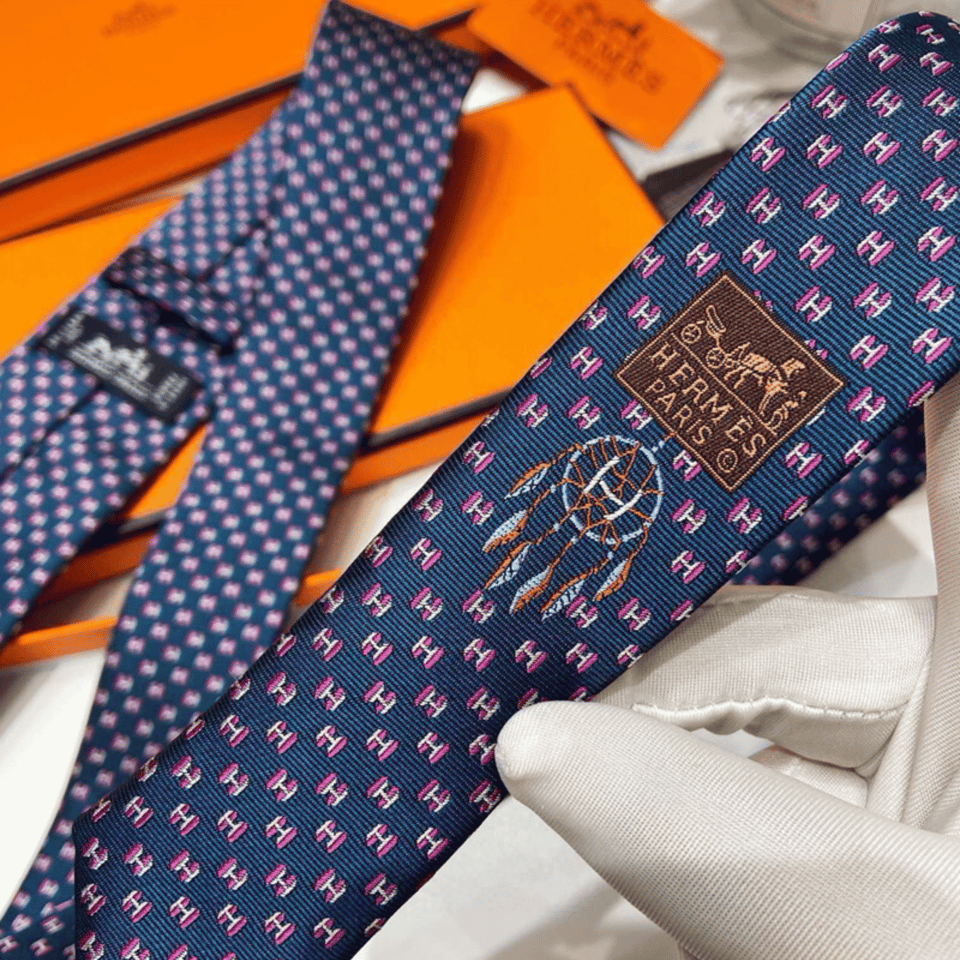 Hermes H Pattern Canvas Tie For Men view 6