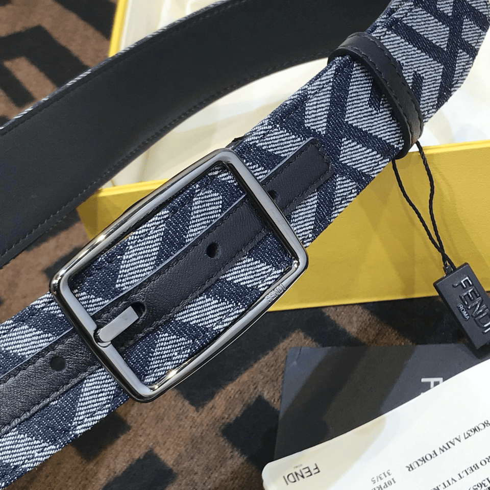 Fendi Silver Buckle FF Pattern 35mm Belt For Men view 5