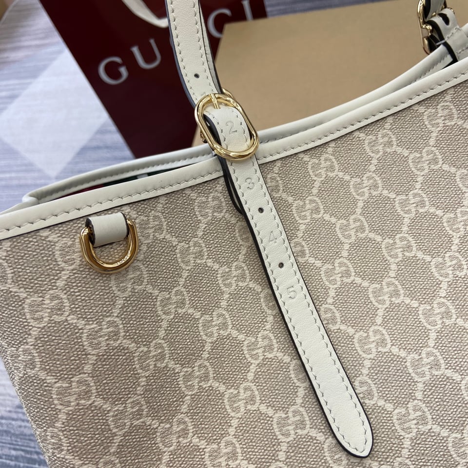 Gucci GG Emblem Large Tote Bag Beige And White Fabric 815213 38cm/15in view 12