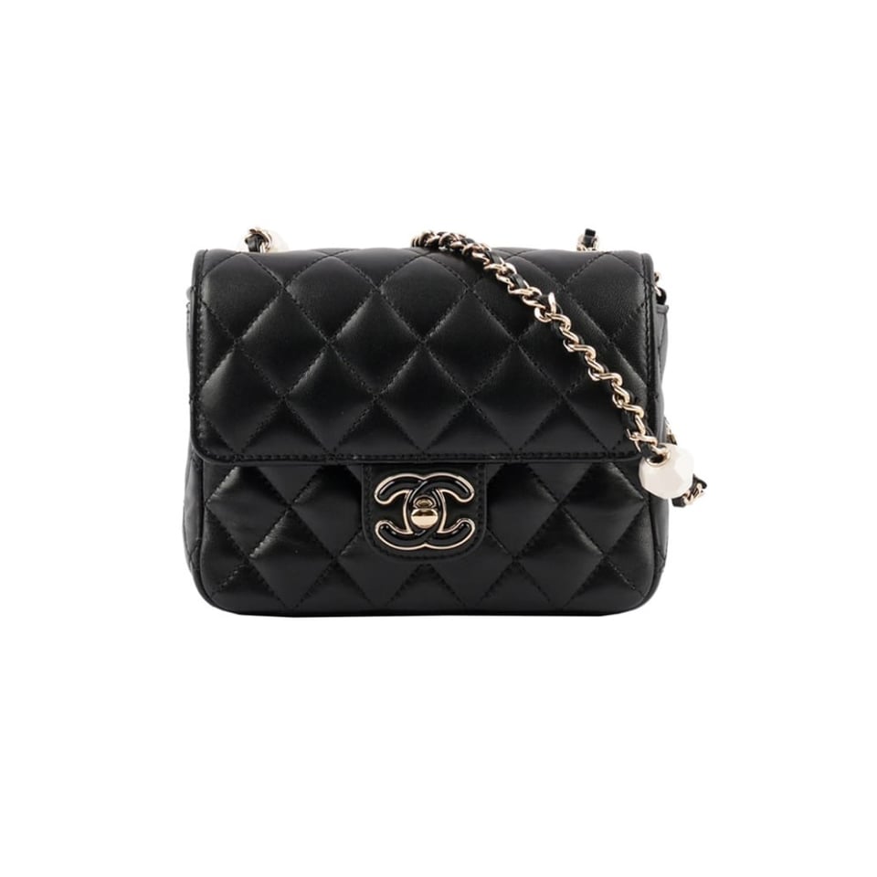 Chanel Mini Flap Bag in Black Lambskin view 2