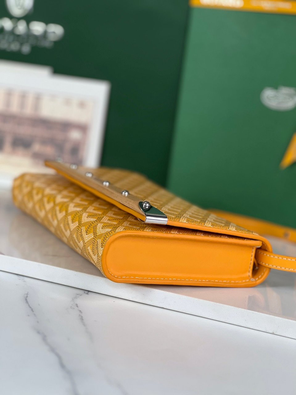 Goyard Monte-Carlo Pm Clutch 25cm Yellow Goyardine Canvas view 3