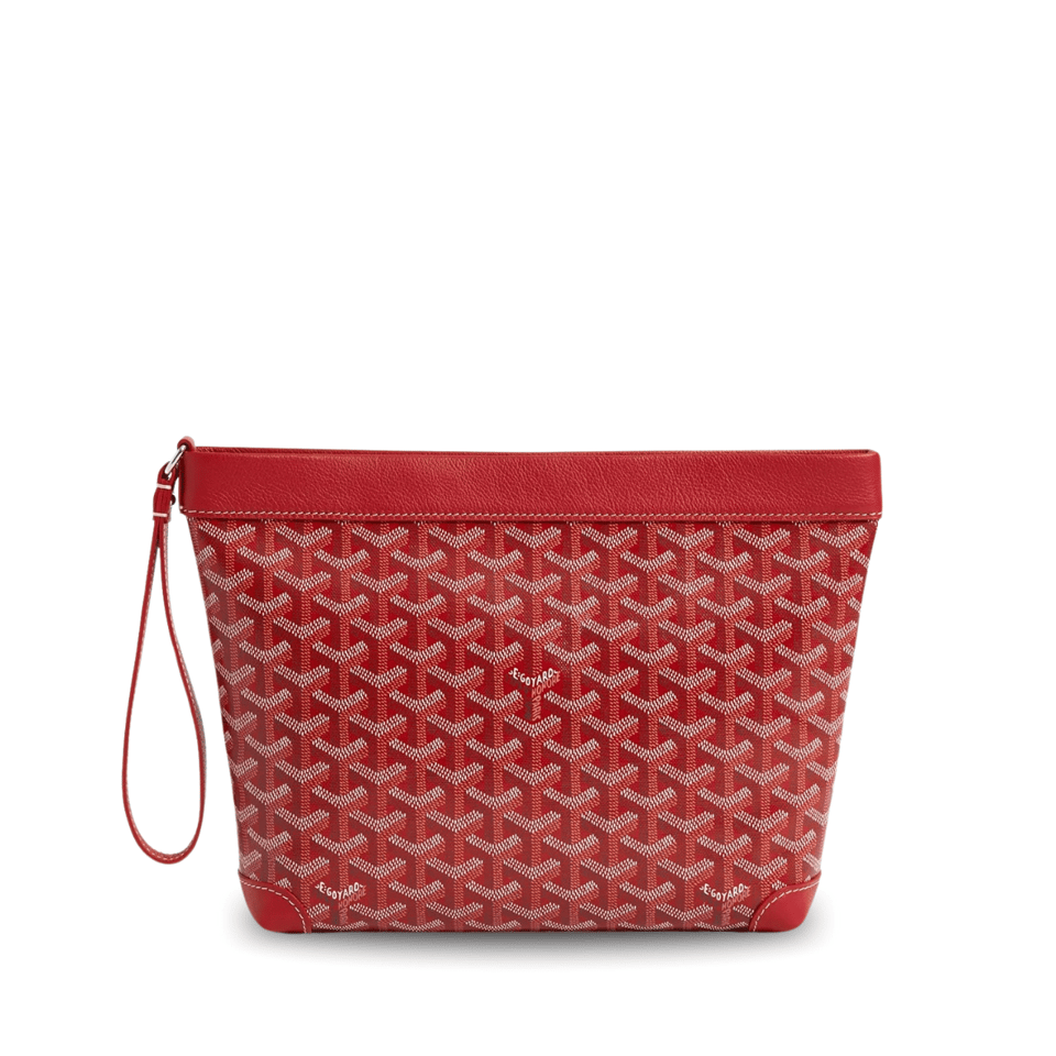 Goyard Conti Pouch 24cm Classic Red Lambskin And Goyardine Canvas view 2