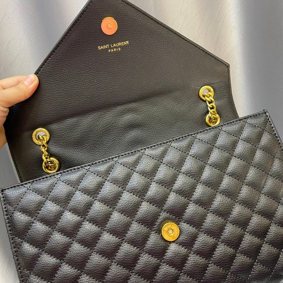 Saint Laurent Envelope Chain Bag In Mix Matelasse Grain De Poudre Embossed Leather 31Cm view 8