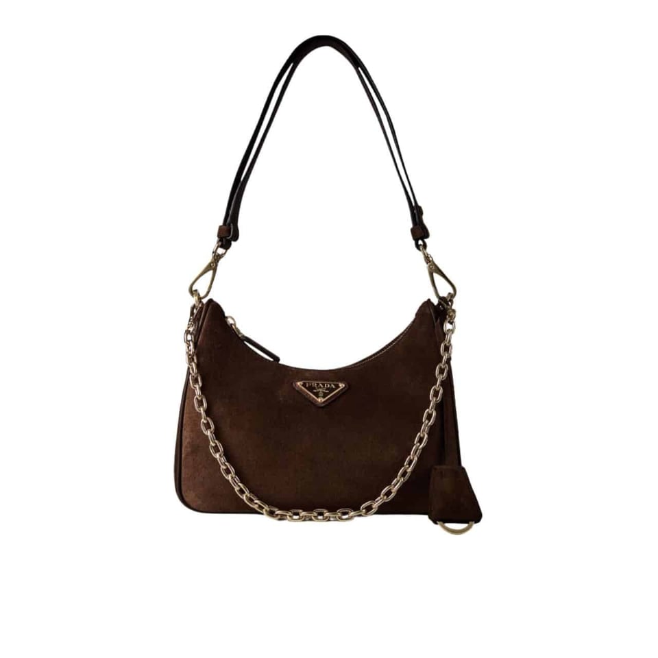 Prada Re Edition Mini Suede Shoulder Bag Dark Brown 28Cm view 2