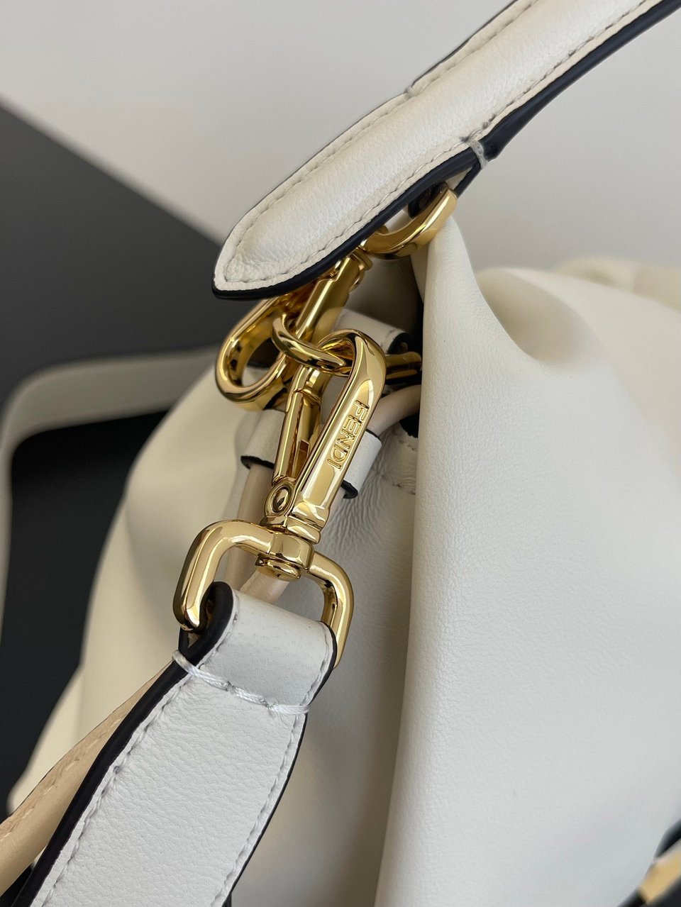 Fendi Mamma Baguette Medium Matcha White Nappa Leather Bag 26.5cm view 10