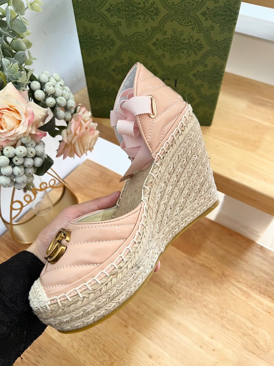 Gucci Leather Platform Espadrille Pink view 6