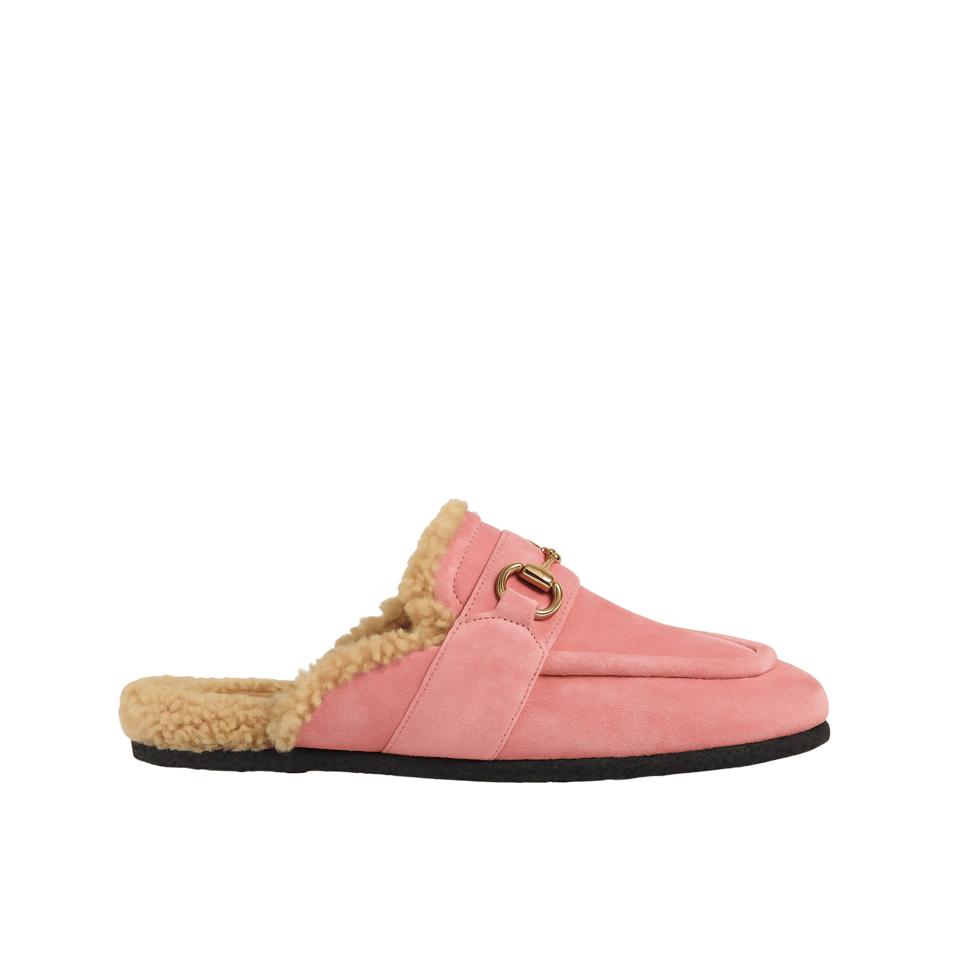 Gucci Women’S Mule With Horsebit Suede Leather Pink view 2