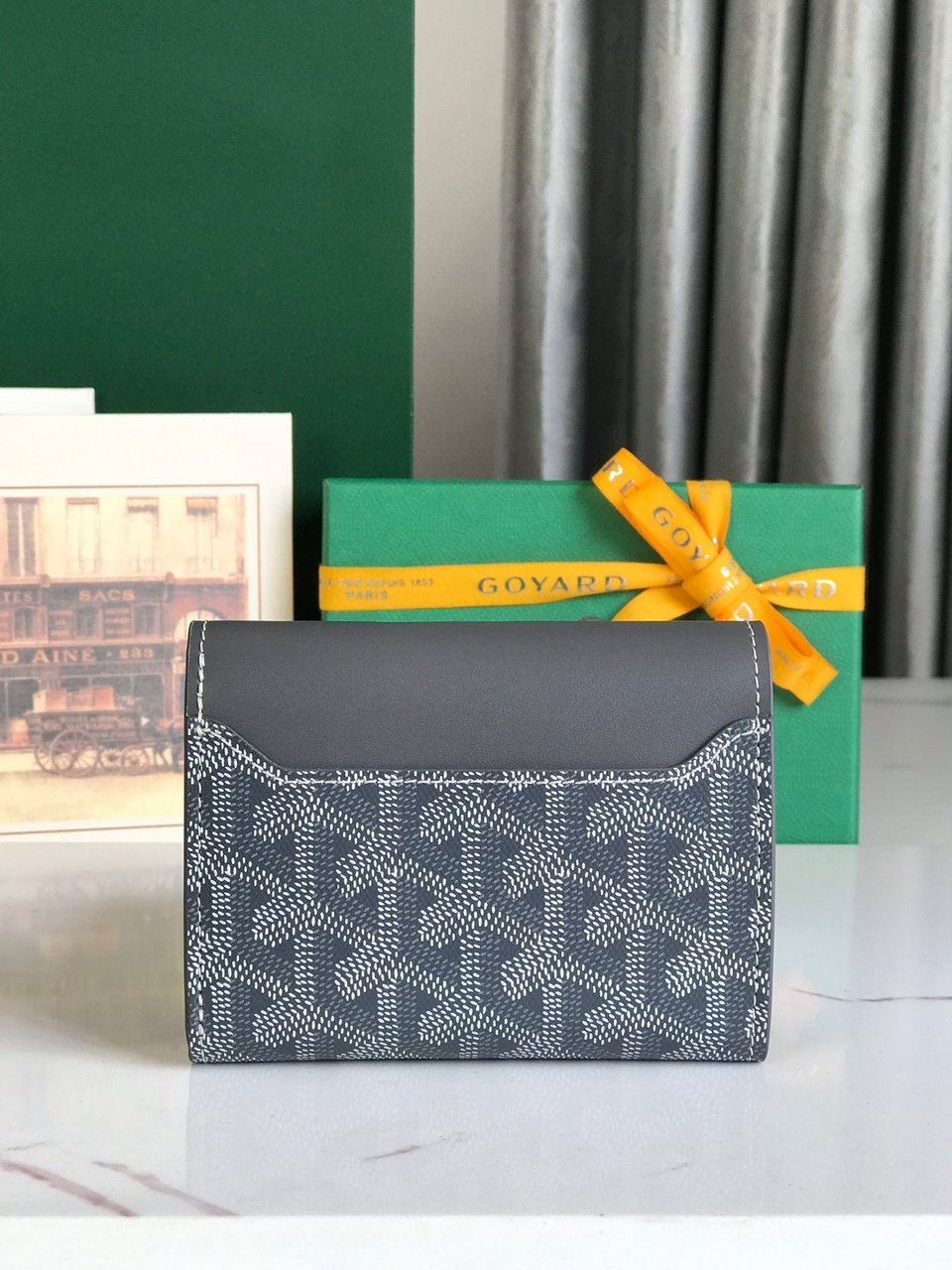 Goyard Saint-Gabriel Wallet 12 Cm Gray Calfskin And Goyardine Canvas view 8
