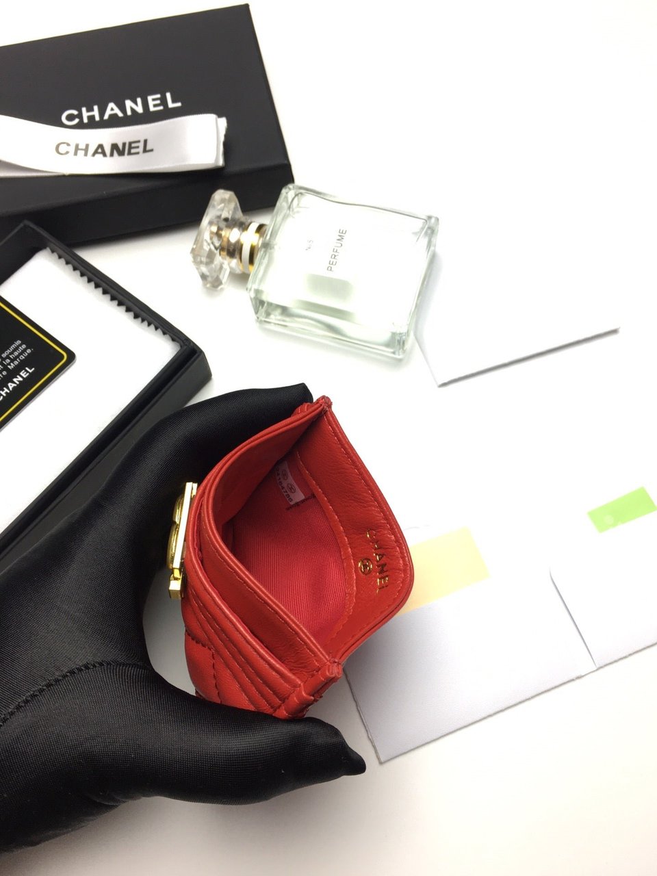 Chanel Boy Card Holder 11.2 Red Calfskin Gold Icon view 5