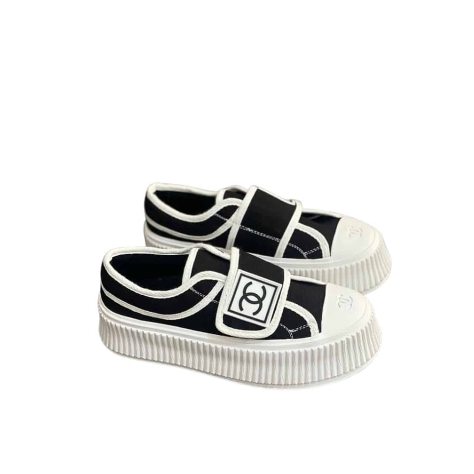 Chanel White Cc Cap Toe Slipon Sneaker Black view 2