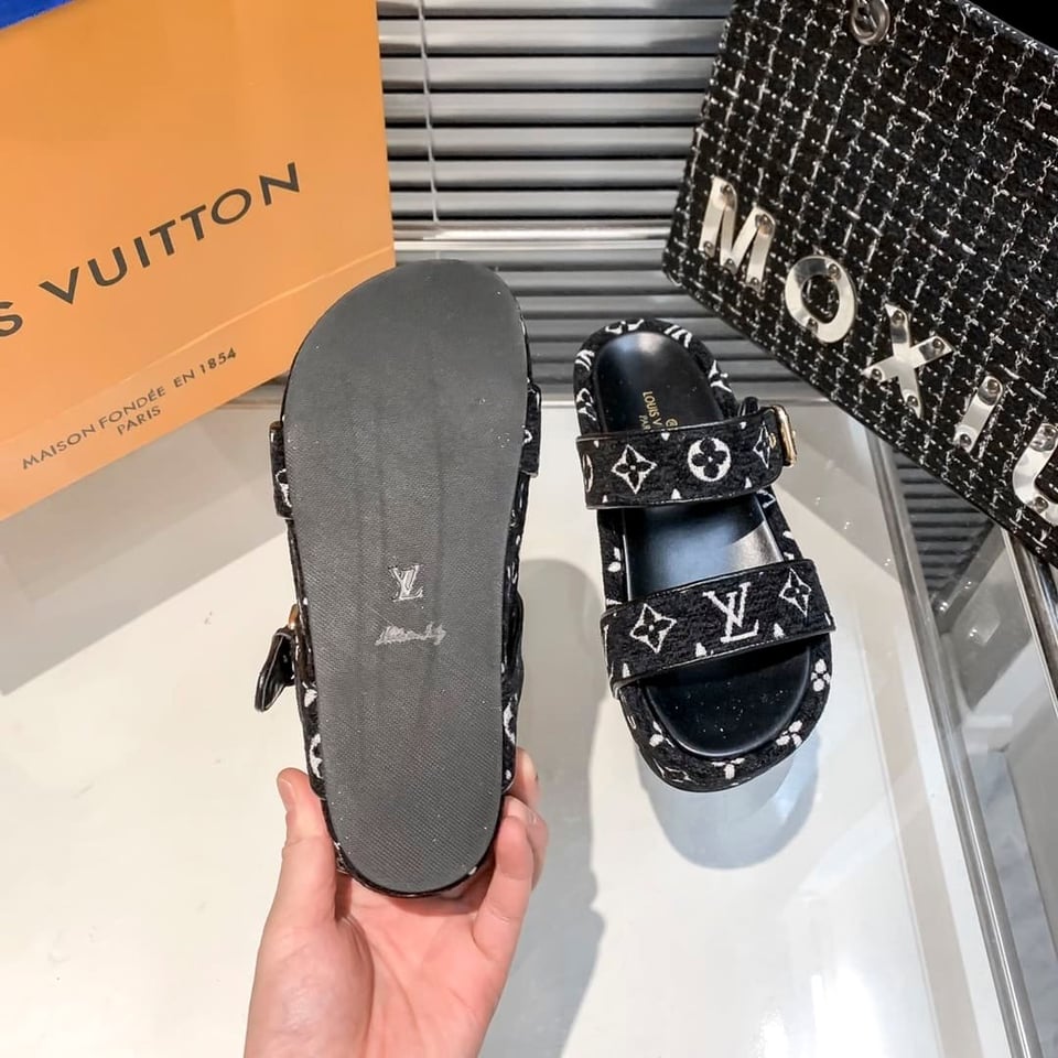 Louis Vuitton Mule Jumbo Flatform Sandals Black 1A94UU view 6