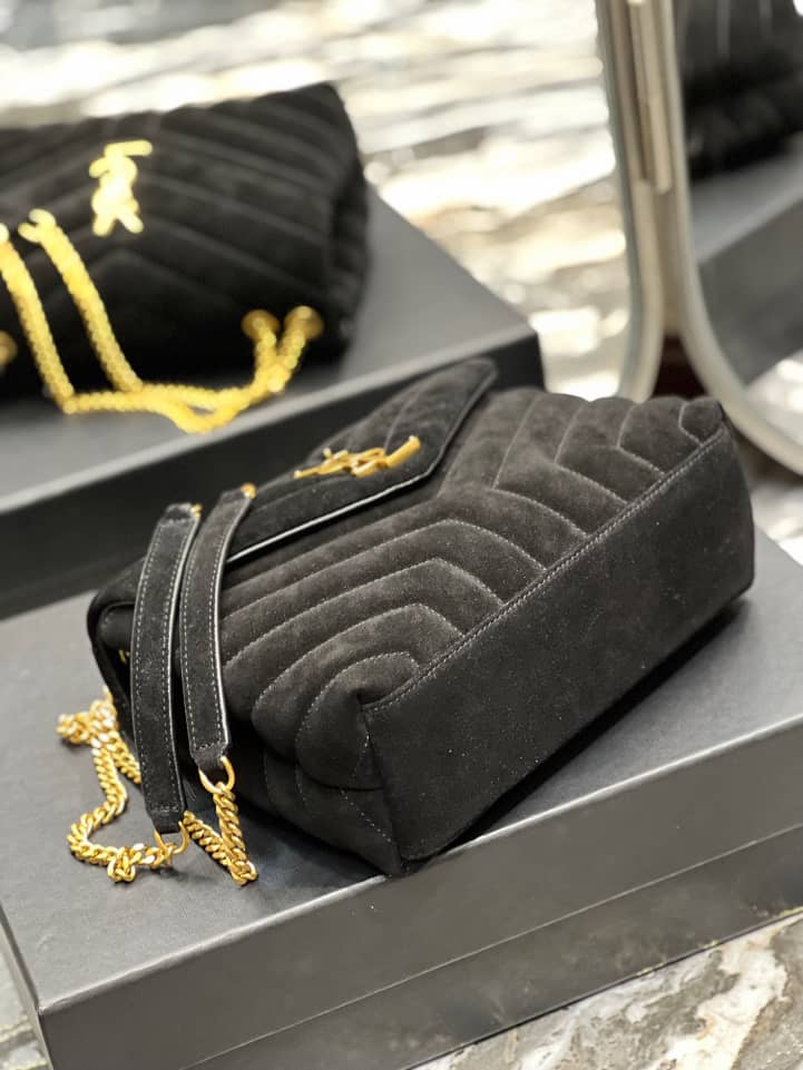 Saint Laurent Loulou Small Flap Bag Suede Black 25Cm view 8