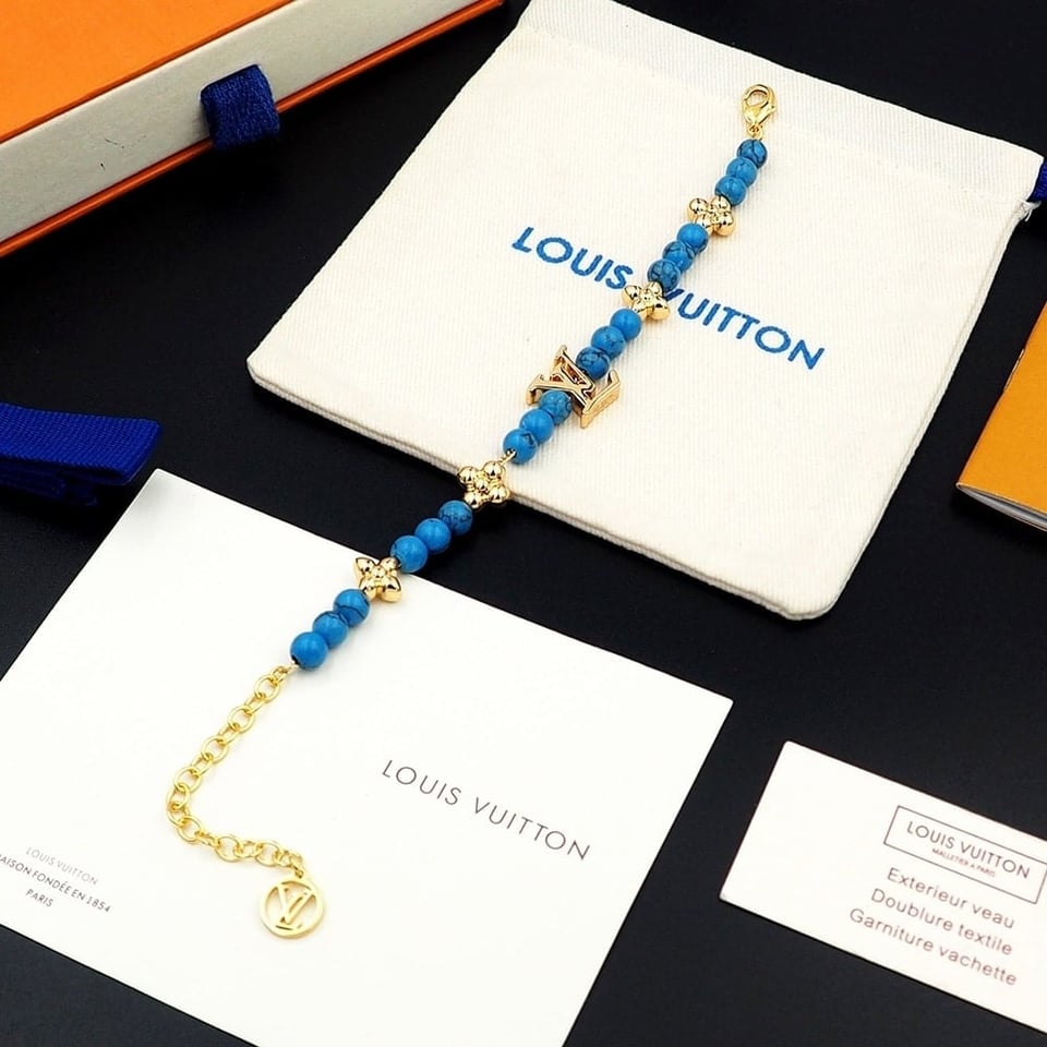 Louis Vuitton Turquoise Pearl Bracelet Blue view 3