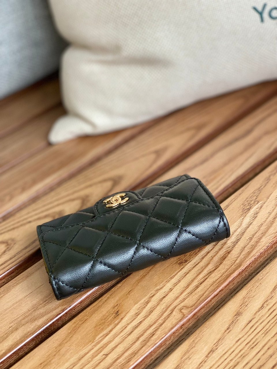 Chanel Small Wallet 11Cm Black Lambskin Gold Hardware view 5